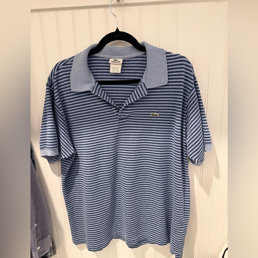 Lacoste Men's Polo in Blue and White Stripes